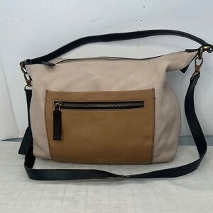 Fossil Vickery Beige and Tan Leather Crossbody Bag